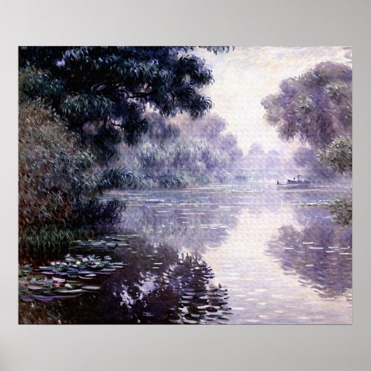Arm van de Seine bij Giverny in de mist Poster (Voorkant)