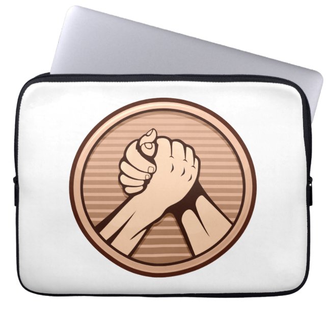 Arm worstling Bronze Laptop Sleeve (Voorkant)