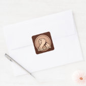 Arm worstling Bronze Vierkante Sticker (Envelop)