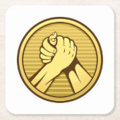 Arm worstling Gold Kartonnen Onderzetters (Voorkant)