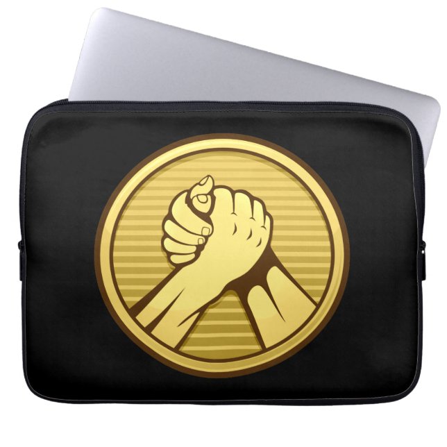 Arm worstling Gold Laptop Sleeve (Voorkant)