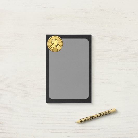 Arm worstling Gold Post-it® Notes (Op bureau)
