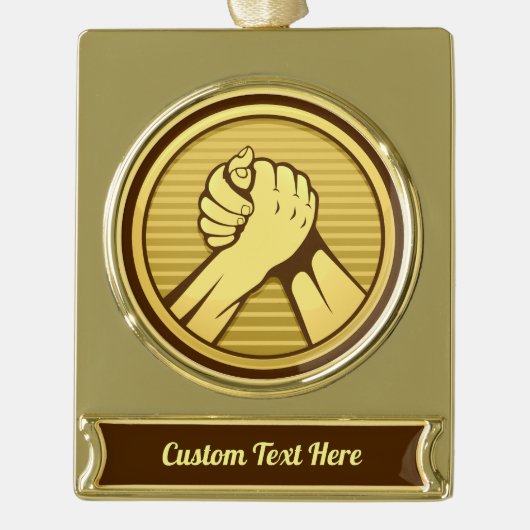 Arm worstling Gold Verguld Banner Ornament (Voorkant)