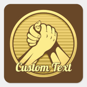 Arm worstling Gold Vierkante Sticker