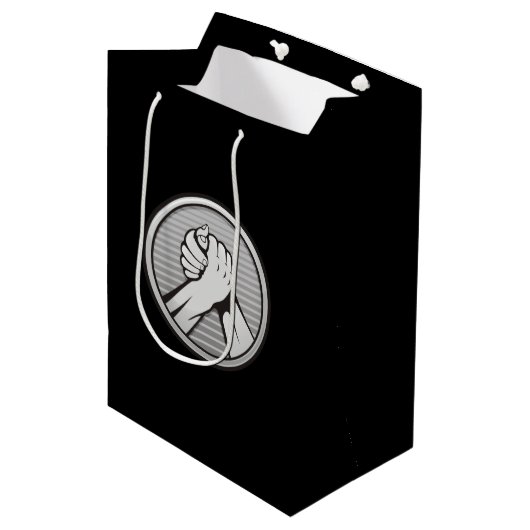 Arm worstling Silver Medium Cadeauzakje (Voorkant Gekanteld)