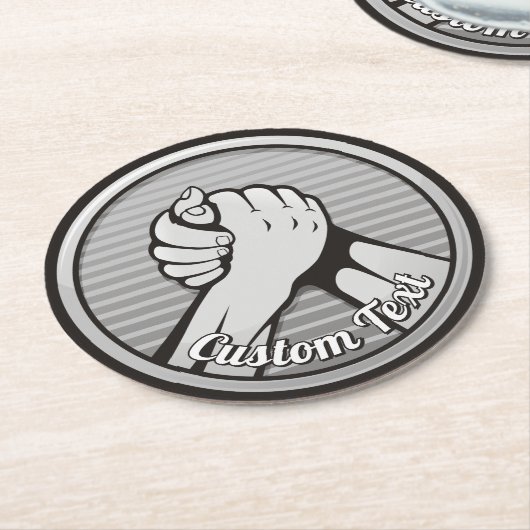 Arm worstling Silver Ronde Kartonnen Onderzetter (Gebogen)