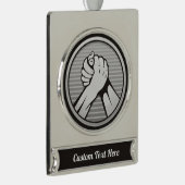 Arm worstling Silver Verzilverd Banner Ornament (Rechts)