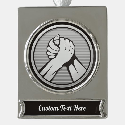 Arm worstling Silver Verzilverd Banner Ornament (Voorkant)