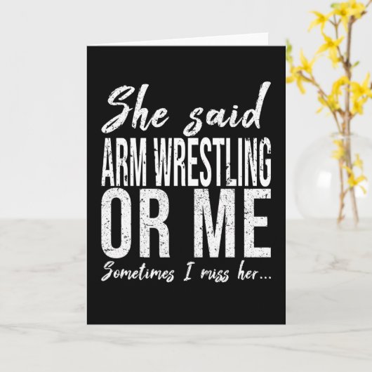 Arm Wresting grappig geschenk Kaart (Gele Bloem)