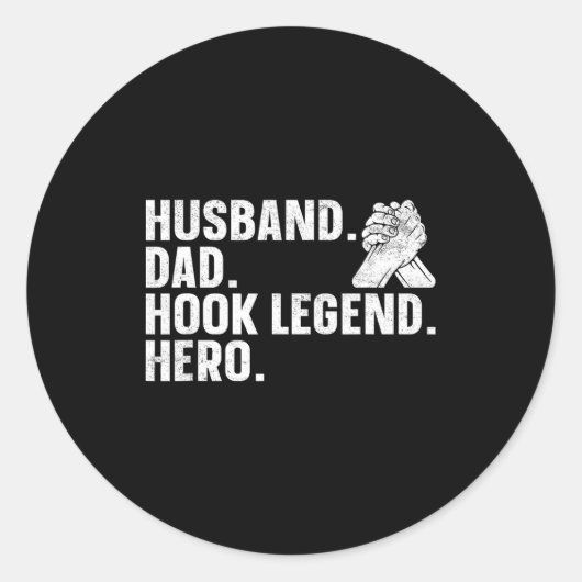 Arm Wrestling Arm Wrestler Husband. Dad. Hook Lege Ronde Sticker (Voorkant)