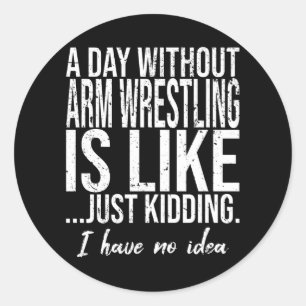 Arm Wrestling grappige sport cadeau Ronde Sticker