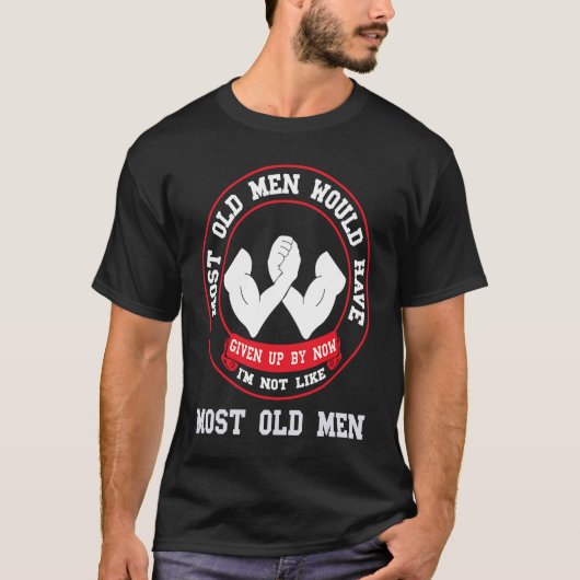 Arm Wrestling Meest oude Mannen Armworstling Sport T-shirt (Voorkant)