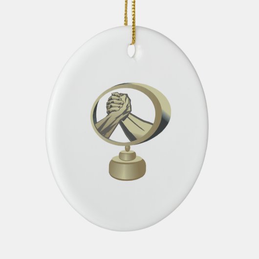 Arm Wrestling Trophy Keramisch Ornament (Rechts)