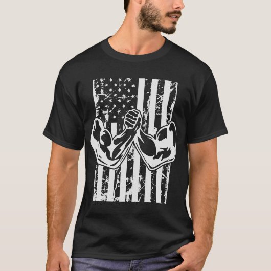 Arm Wrestling USA Vlag T-shirt (Voorkant)