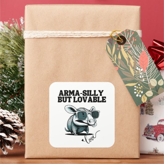Arma-gekke maar liefelijk vierkante sticker (Feestdagen)
