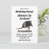 Armadillo Animal Funny Birthday Party Kaart (Staand voorkant)