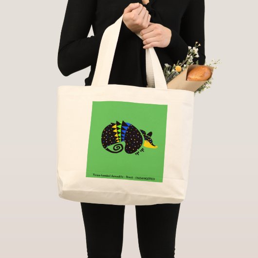 ARMADILLO - Bedreigd dier - Wildlife - Groen Grote Tote Bag (Voorkant (product))