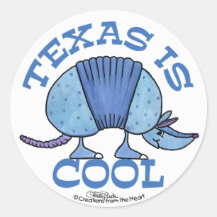 Armadillo Blue-Texas is Cool Ronde Sticker