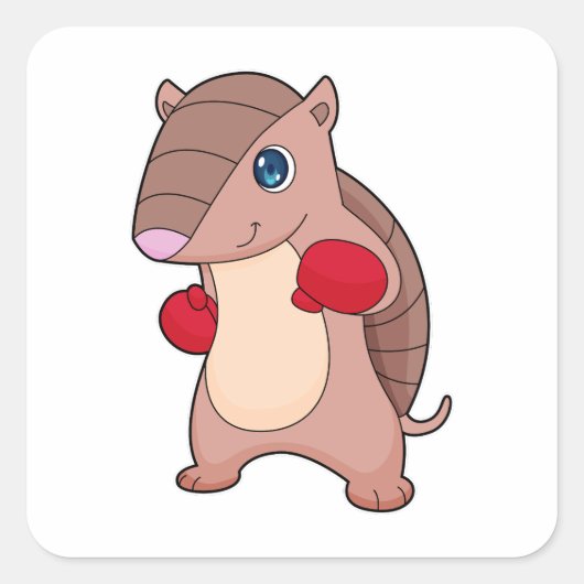Armadillo Boxer Boxer Boxing-handschoenen Vierkante Sticker (Voorkant)