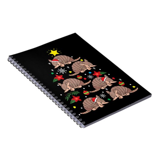 Armadillo Christmas Ornament Tree Funny Zookeeper Notitieboek (Rechterzijde)