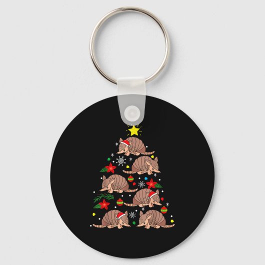 Armadillo Christmas Ornament Tree Funny Zookeeper Sleutelhanger (Voorkant)