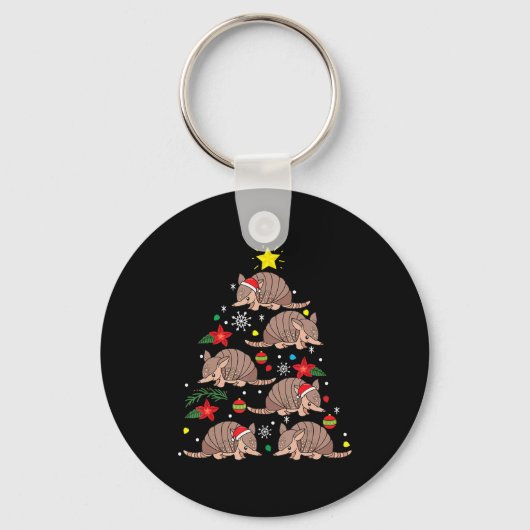 Armadillo Christmas Ornament Tree Funny Zookeeper Sleutelhanger (Voorkant)