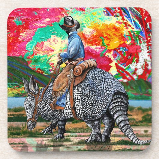 Armadillo Cowboy Bier Onderzetter (Voorkant)