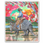 Armadillo Cowboy Custom-Cut Vinyl Sticker (Voorkant)