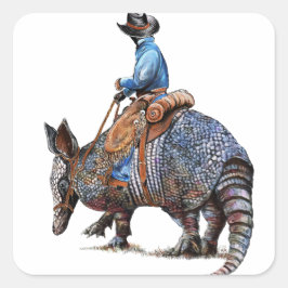 Armadillo Cowboy of Broncodillo Vierkante Sticker