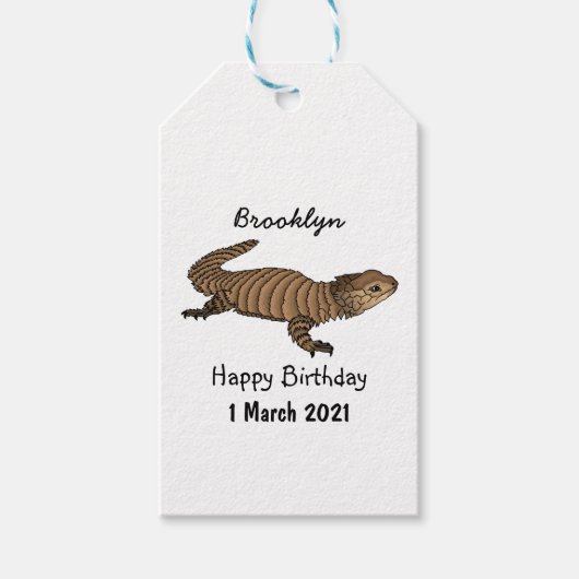 Armadillo girdled lizard cartoon illustratie cadeaulabel (Voorkant)