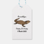 Armadillo girdled lizard cartoon illustratie cadeaulabel (Achterkant)