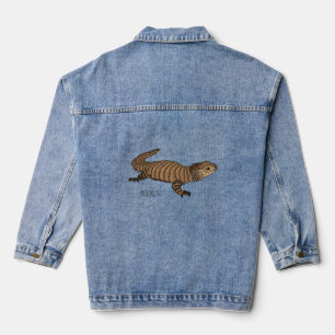 Armadillo girdled lizard cartoon illustratie denim jacket