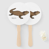 Armadillo girdled lizard cartoon illustratie handwaaier (Voorkant en achterkant)