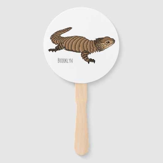 Armadillo girdled lizard cartoon illustratie handwaaier (Voorkant)
