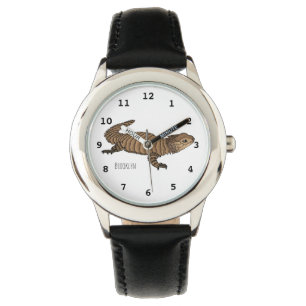Armadillo girdled lizard cartoon illustratie horloge