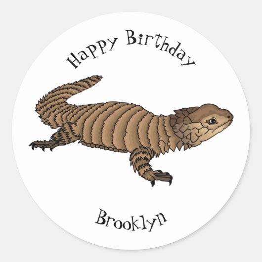 Armadillo girdled lizard cartoon illustratie ronde sticker (Voorkant)