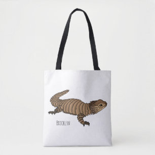 Armadillo girdled lizard cartoon illustratie tote bag
