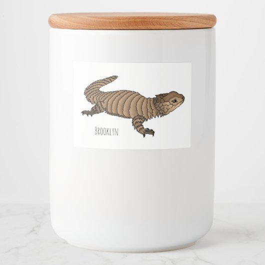 Armadillo girdled lizard cartoon illustratie voedselcontainer etiket (Voorkant)
