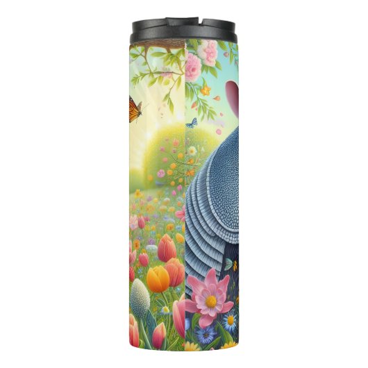 Armadillo in een bloementuin thermosbeker (Achterkant)