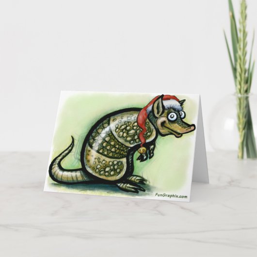 Armadillo Kerstmis Feestdagen Kaart (Voorkant)