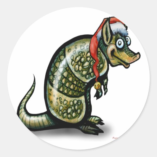 Armadillo Kerstmis Ronde Sticker (Voorkant)