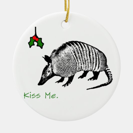 Armadillo Kiss me Keramisch Ornament (Voorkant)