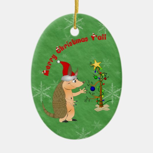 Armadillo Merry kerstversiering Keramisch Ornament (Voorkant)