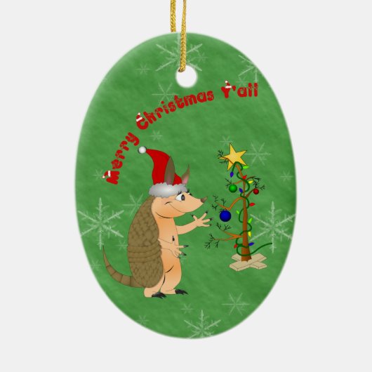 Armadillo Merry kerstversiering Keramisch Ornament (Achterkant)