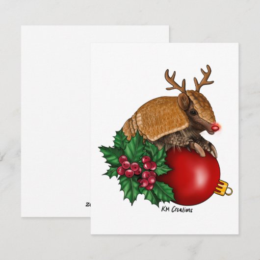 Armadillo met drie banden - kerstkaart (Voorkant / Achterkant)