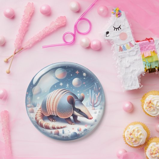 Armadillo met kosmische achtergrond papieren bordje (Feest)