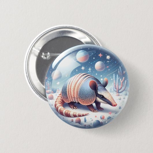 Armadillo met kosmische achtergrond ronde button 5,7 cm (Voorkant /achterkant)