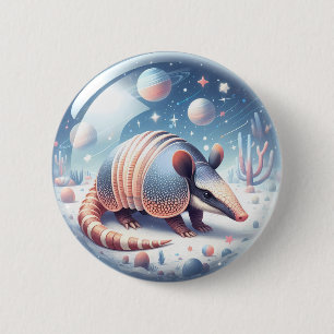 Armadillo met kosmische achtergrond ronde button 5,7 cm