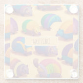 Armadillo Pastel Kleurrijk Gepersonaliseerd Patroo Glazen Onderzetter (Achterkant)