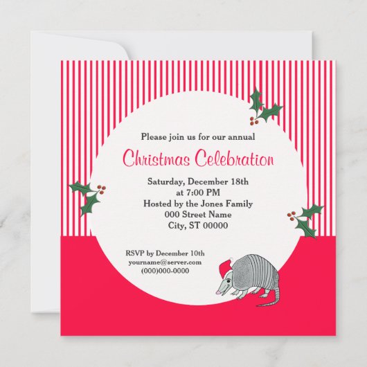 Armadillo Santa Kerstparty Kaart (Achterkant)